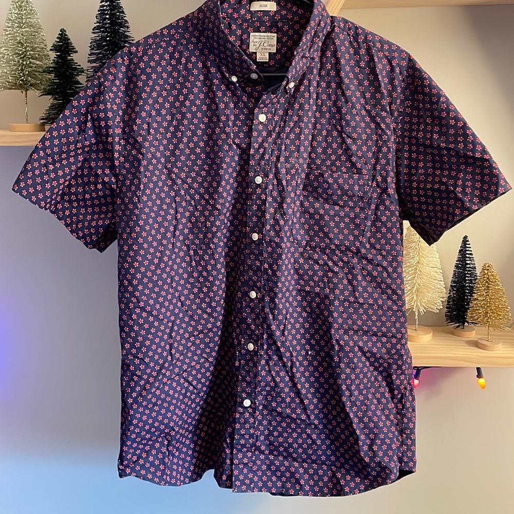 XL J Crew Slim Fit Short Sleeve Button Down